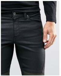 Asos Extreme Super Skinny Jeans With Leather Look Biker Panels