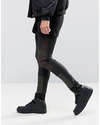 Asos Extreme Super Skinny Jeans With Leather Look Biker Panels