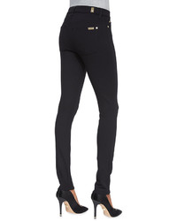 7 For All Mankind High Waist Doubleknit Skinny Jeans Black