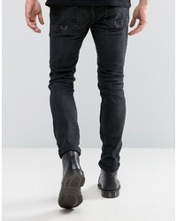 AllSaints Jeans In Skinny Fit Black With Distressing
