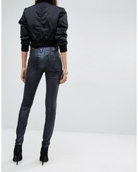 Versace Jeans Mid Rise Metallic Coated Skinny Jeans