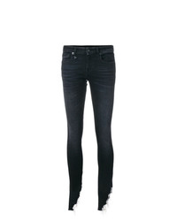 R13 Kate Shredded Hem Skinny Jeans