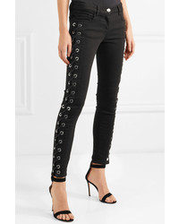 Versus Versace Lace Up Mid Rise Skinny Jeans