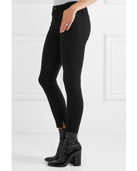 Frame Le Skinny De Jeanne Raw Stagger Mid Rise Jeans Black
