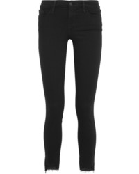Frame Le Skinny De Jeanne Raw Stagger Mid Rise Jeans Black