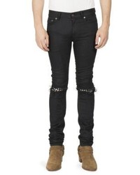 Saint Laurent Leather Stud Skinny Jeans