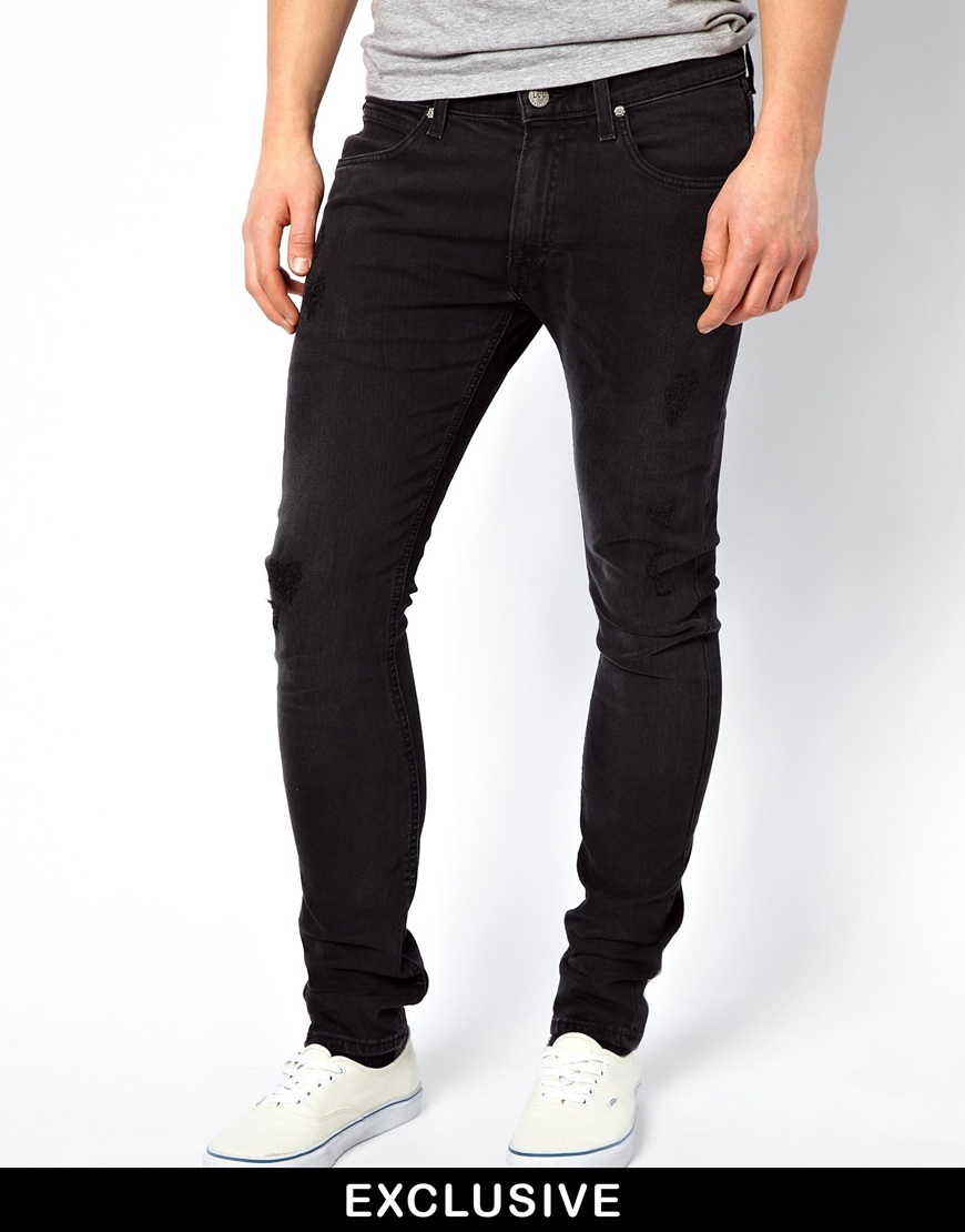 Lee Jeans Luke Skinny Asos Uk Worn Black Ripped, $178 | Asos | Lookastic