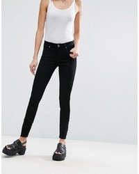 ASOS DESIGN Lisbon Mid Rise Skinny Jeans In Clean Black In Ankle Grazer Length