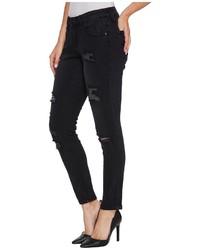 Jag Jeans Mera Skinny Ankle Platinum Denim In Black With Destruction Jeans