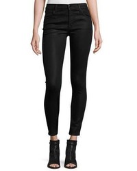 J Brand Mid Rise Coated Skinny Ankle Jeans Fearless