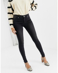 Oasis Mid Rise Skinny Jeans In Washed Black Wash