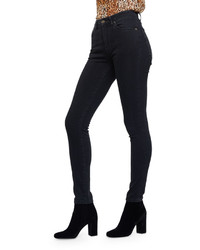 Saint Laurent Mid Rise Skinny Jeans Washed Black