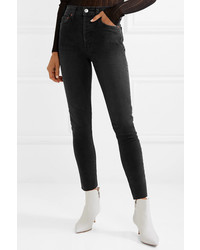 RE/DONE Originals High Rise Ankle Crop Distressed Skinny Jeans