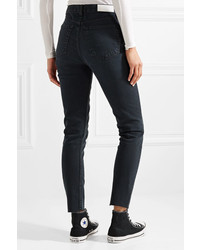 RE/DONE Originals High Rise Ankle Crop Frayed Skinny Jeans