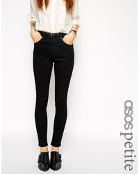 Asos Petite Ridley High Waist Ultra Skinny Ankle Grazer Jeans In Clean Black