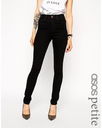 Asos Petite Ridley High Waist Ultra Skinny Jeans In Clean Black