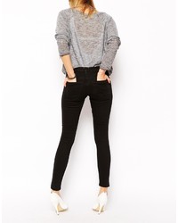 Asos Petite Whitby Low Rise Skinny Ankle Grazer Jeans In Clean Black