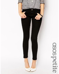 Asos Petite Whitby Low Rise Skinny Ankle Grazer Jeans In Clean Black