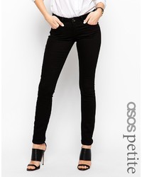 Asos Petite Whitby Low Rise Skinny Jeans In Clean Black