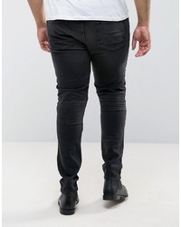 Asos Plus Super Skinny Jeans With Abrasions In Biker Style
