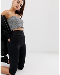ASOS DESIGN Pull On Capri Jegging In Black With Wide Waistband Detail