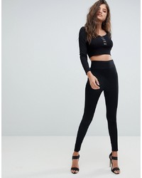 ASOS DESIGN Pull On Jegging In Black With Wide Waistband Detail