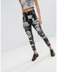 Asos Rebel Skinny Jeans With Rips And Patches