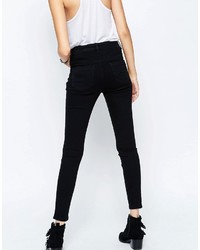 Asos Ridley High Waist Skinny Jeans In Clean Black
