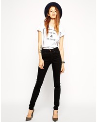 Asos Ridley Jeans Ridley High Waist Skinny Jeans In Clean Black