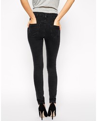 Asos Ridley Jeans Ridley High Waist Skinny Jeans In Washed Black