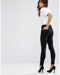 Asos Ridley Skinny Jeans In Clean Black With Rips