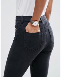Asos Ridley Skinny Jeans In Washed Black