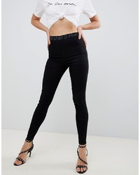 ASOS DESIGN Rivington High Waisted Jeggings With Printed Waist Band Detail