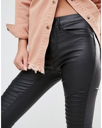 Only Royal Mid Waist Skinny Biker Coated Jeans