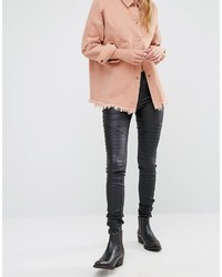 Only Royal Mid Waist Skinny Biker Coated Jeans