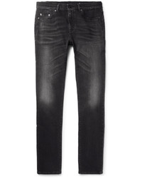 Saint Laurent Skinny Fit 15cm Hem Washed Stretch Denim Jeans