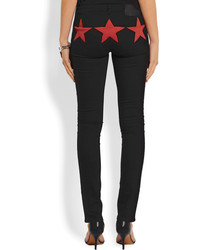 Givenchy Skinny Jeans In Black And Red Stretch Denim