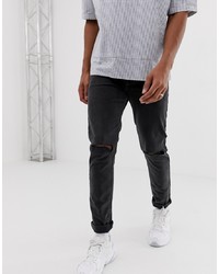 Collusion Skinny Jeans In Washed Black With Rips