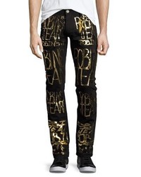 Robin's Jeans Skinny Jeans With Golden Logo Writing Black