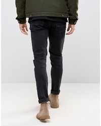 Asos Skinny Jeans With Knee Rips In 125oz True Black