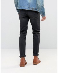 Asos Skinny Jeans With Rips In 125oz Washed Black
