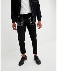 ASOS DESIGN Slim Jeans In Black With Vinyl Pockets