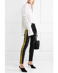 Off-White Strap Coated Mid Rise Skinny Jeans Black