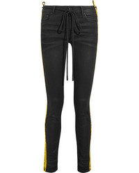 Off-White Strap Coated Mid Rise Skinny Jeans Black