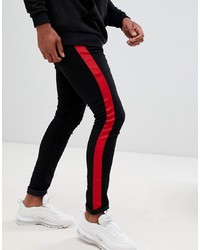 ASOS DESIGN Super Skinny Jeans In Black With Red