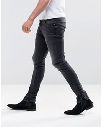 Asos Super Skinny Jeans With Lace Up Hems