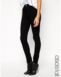 Asos Tall Longer Length Ridley High Waist Jeans In Black