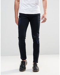 Cheap Monday Tight Skinny Jeans Abyss Black Knee Rips