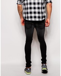 WÅVEN Waven To Asos Waven Jeans Erling Spray On Super Skinny Fit Washed Black Overdye