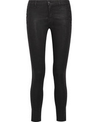 J Brand Zion Coated Mid Rise Skinny Jeans Black